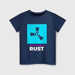 Футболка хлопковая детская Символ Rust в неоновых цветах, цвет: тёмно-синий