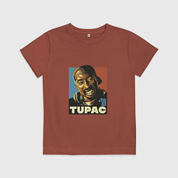 Футболка хлопковая детская Tupac - All Eyez On me, цвет: кирпичный
