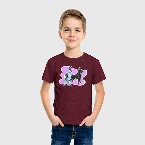 Детская футболка Немецкий дог Собаки / Меланж-бордовый – фото 3