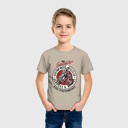 Детская футболка Мотокросс moto sport / Миндальный – фото 3