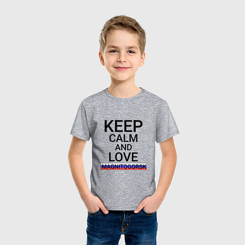 Детская футболка Keep calm Magnitogorsk Магнитогорск / Меланж – фото 3