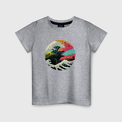 Футболка хлопковая детская Hokusai Kaiju, цвет: меланж