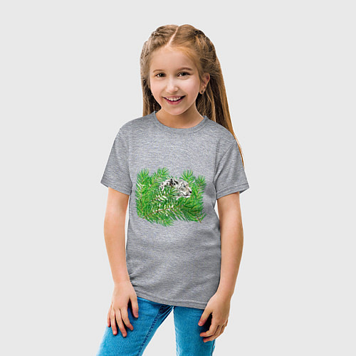 Детская футболка Ирбис в еловых ветках / Меланж – фото 4