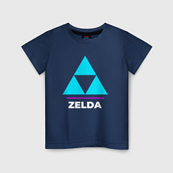Футболка хлопковая детская Символ Zelda в неоновых цветах, цвет: тёмно-синий
