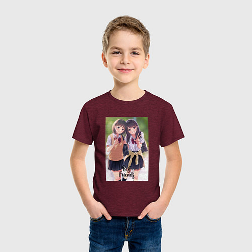 Детская футболка Школьные подружки / Меланж-бордовый – фото 3