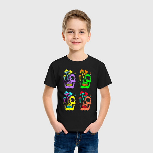 Детская футболка Skulls Pop art / Черный – фото 3