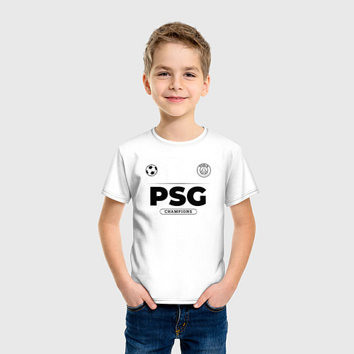 Детская футболка PSG Униформа Чемпионов / Белый – фото 3