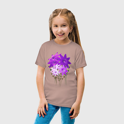 Детская футболка Flowers purple light / Пыльно-розовый – фото 4
