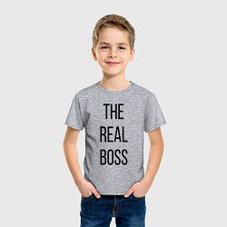 Футболка хлопковая детская The real boss!, цвет: меланж — фото 2