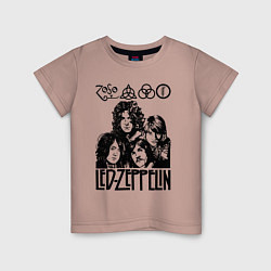 Футболка хлопковая детская Led Zeppelin Black, цвет: пыльно-розовый