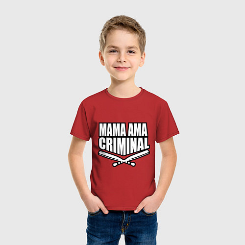 Детская футболка Mama ama criminal / Красный – фото 3