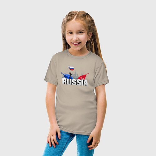 Детская футболка Russia объемный текст / Миндальный – фото 4