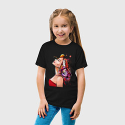 Футболка хлопковая детская Девушка в красном и бабочка, цвет: черный — фото 2