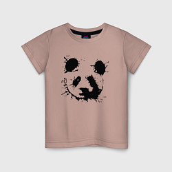 Футболка хлопковая детская Прикольный панда - клякса, цвет: пыльно-розовый