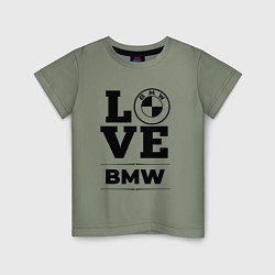 Футболка хлопковая детская BMW love classic, цвет: авокадо