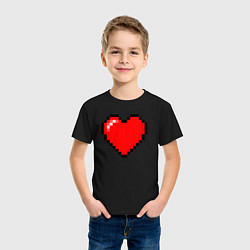 Футболка хлопковая детская Пиксельное сердце-здоровье - Красный, цвет: черный — фото 2