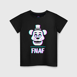 Футболка хлопковая детская FNAF в стиле glitch и баги графики, цвет: черный
