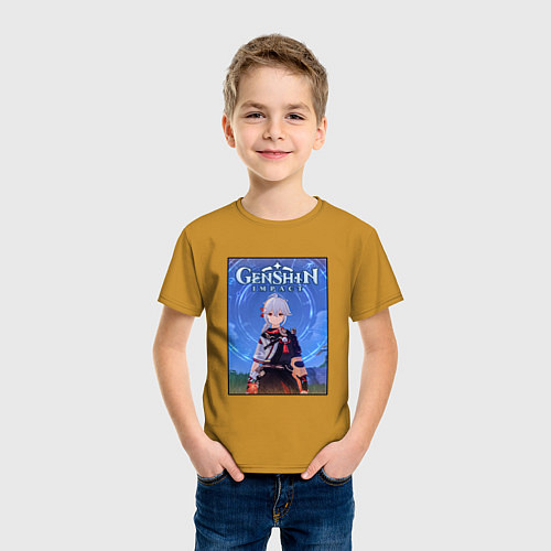 Детская футболка Кадзуха Каэдэхара Геншин импакт / Горчичный – фото 3