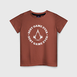 Футболка хлопковая детская Символ Assassins Creed и круглая надпись best game, цвет: кирпичный