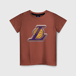 Футболка хлопковая детская ЛА Лейкерс объемное лого, цвет: кирпичный