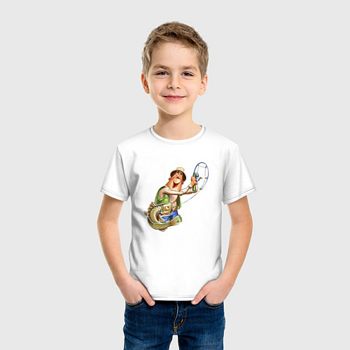 Детская футболка Рыбка на крючке / Белый – фото 3