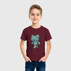 Футболка хлопковая детская Медведь вуду, цвет: меланж-бордовый — фото 2