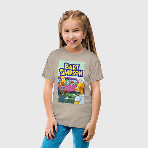 Детская футболка Барт Симпсон устроил из автомобиля аквариум / Миндальный – фото 4