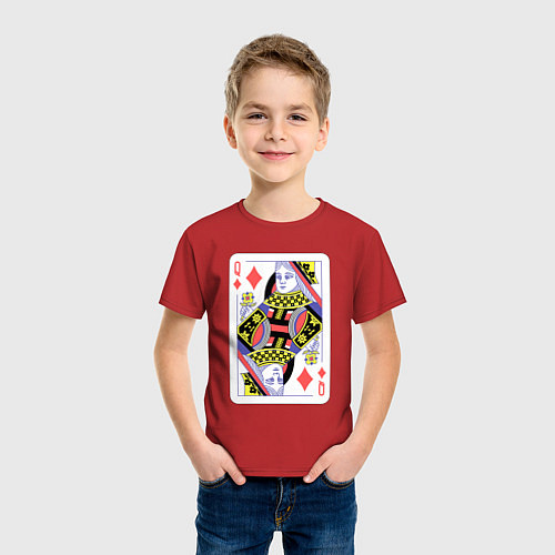 Детская футболка Игральная карта - Дама - Королева / Красный – фото 3