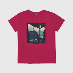 Футболка хлопковая детская Падающие медведики, цвет: маджента