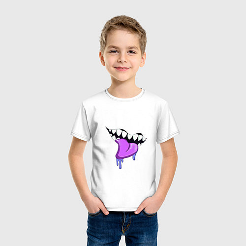 Детская футболка Слюнявый мультяшный рот / Белый – фото 3