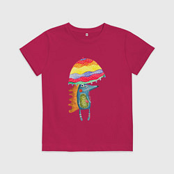 Футболка хлопковая детская Ежик под зонтиком, цвет: маджента