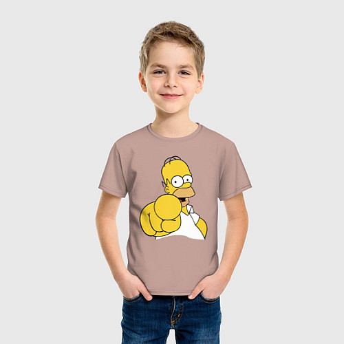 Детская футболка Гомер Симпсон указывает пальцем / Пыльно-розовый – фото 3