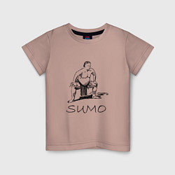 Футболка хлопковая детская Сумо минимализм, цвет: пыльно-розовый