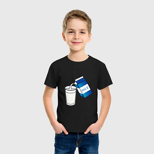 Детская футболка Люблю пить молоко / Черный – фото 3