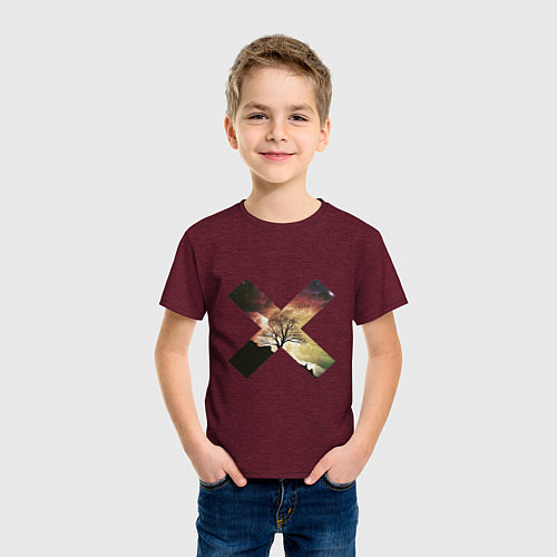 Детская футболка Фигура и пейзаж / Меланж-бордовый – фото 3