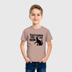 Футболка хлопковая детская TURN ON YOUR BRAIN real, цвет: пыльно-розовый — фото 2