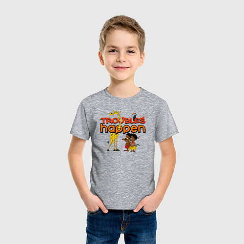 Детская футболка Troubles happen / Меланж – фото 3