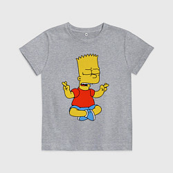 Футболка хлопковая детская Барт Симпсон - сидит со скрещенными пальцами, цвет: меланж