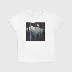 Футболка хлопковая детская Оранжевая луна и лисы, цвет: белый