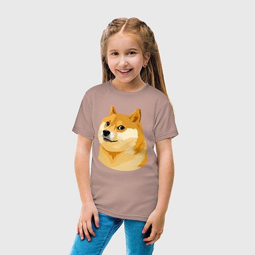 Детская футболка Пёс Доге / Пыльно-розовый – фото 4