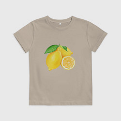 Футболка хлопковая детская Сочные лимоны, цвет: миндальный