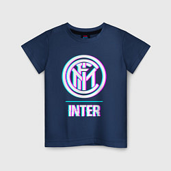 Футболка хлопковая детская Inter FC в стиле glitch, цвет: тёмно-синий