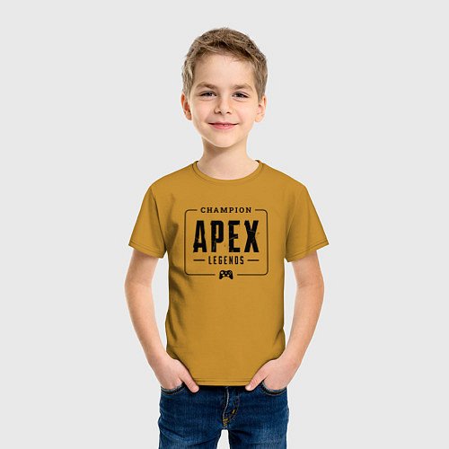 Детская футболка Apex Legends gaming champion: рамка с лого и джойс / Горчичный – фото 3