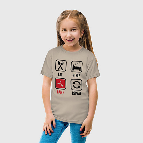 Детская футболка Eat - sleep - Rust - repeat / Миндальный – фото 4