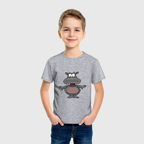 Детская футболка Маленький счастливый бегемот / Меланж – фото 3