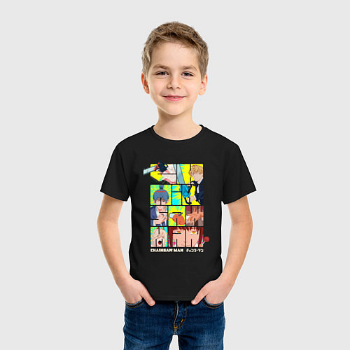 Детская футболка Человек-бензопила art / Черный – фото 3