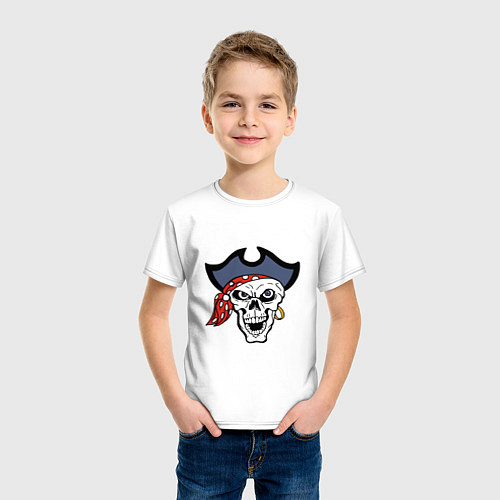 Детская футболка Череп в треуголке / Белый – фото 3