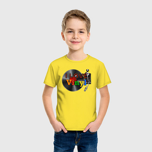 Детская футболка I love vinyl / Желтый – фото 3