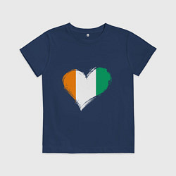 Футболка хлопковая детская Сердце - Ирландия, цвет: тёмно-синий