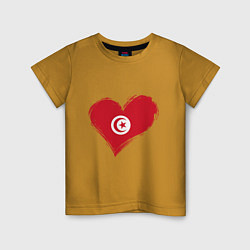 Футболка хлопковая детская Сердце - Тунис, цвет: горчичный